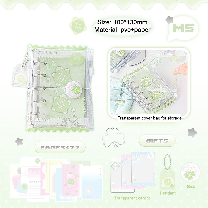 Loose Spiral Notebook Kawaii Transparent Loose-Leaf Notebooks Mini Notepad Portable Hand Account Cartoon Pocket Notebook