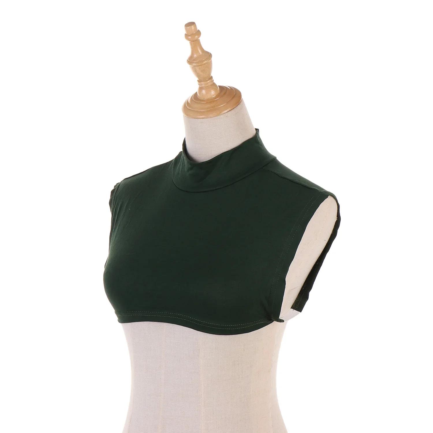 

Новый женский мусульманский модальный ложный воротник, исламские хиджаб-накладки, водолазка, высокий воротник, грелка, яркий однотонный, полутоп