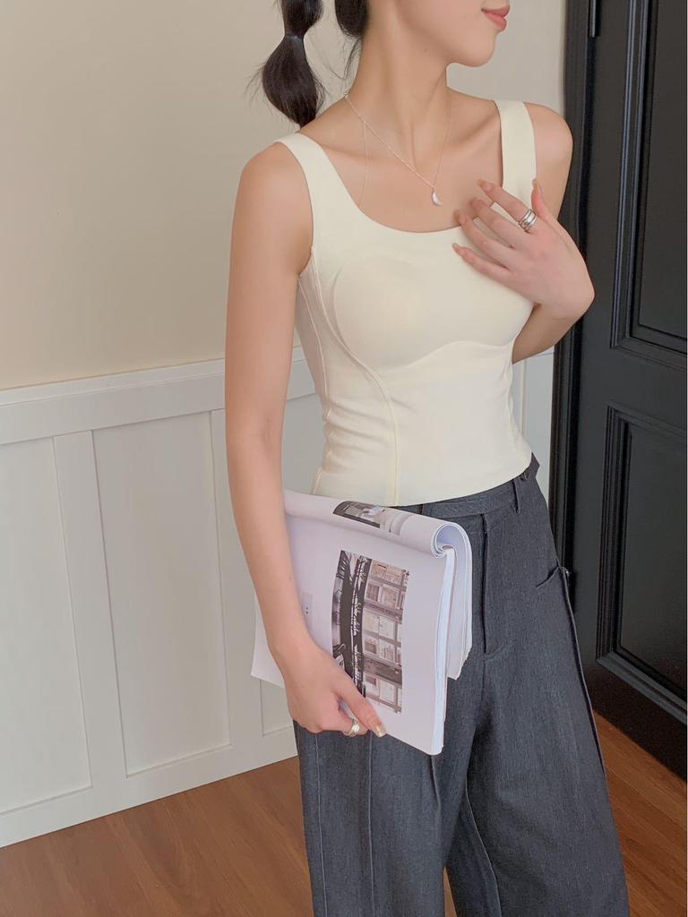 Kašmírově hedvábná bezešvá dámská zeštíhlující vesta s pevnými košíčky