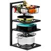 Pot Pan Organizer Rack under Cabinet, Heavy Duty Pot Pan Rack under Sink Organizers, 4/5 Tiers Height Adjustable Pan Organizer Rack, Pot Lid organizer