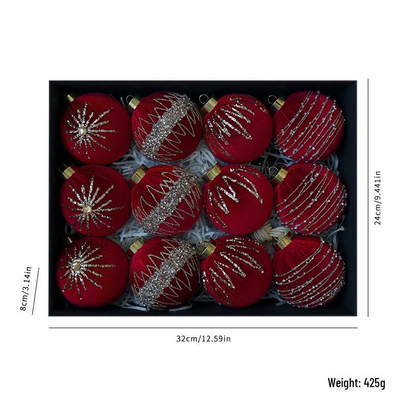 Velvet Wrapped Christmas Ball Set - DIY Tree Decorations & Hanging Ornaments