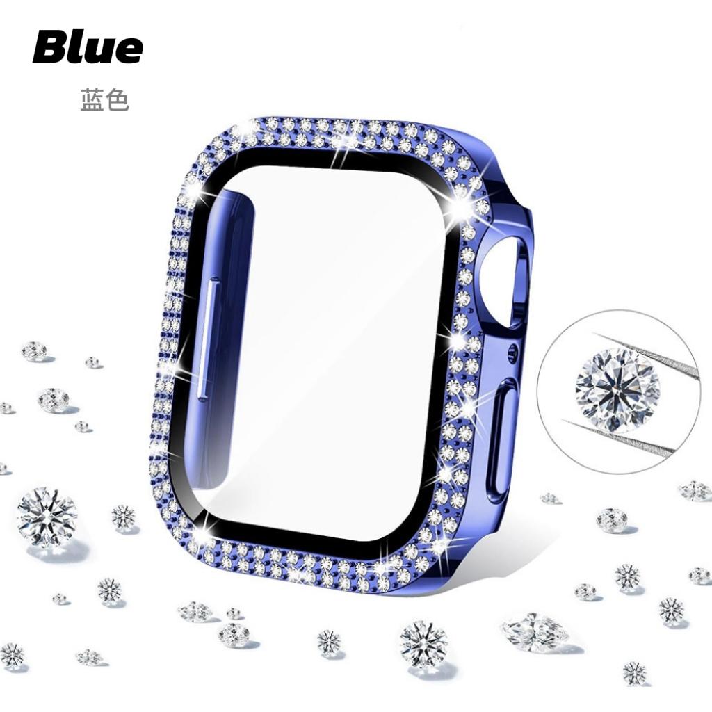 Tempered Glass Screen Protector for Apple Watch Case 45mm/41mm/40mm Series 9/8/7/6/se/5/4 Diamond PC  for iWatch 38mm/42mm/44mm
