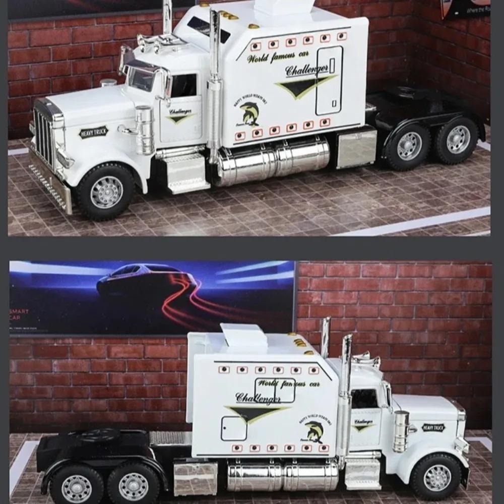 Funny 1:24 American Truck Model Sound and Light Vehicles Gifts Container Truck Simulation Alloy Heavy Truck Model Decoration