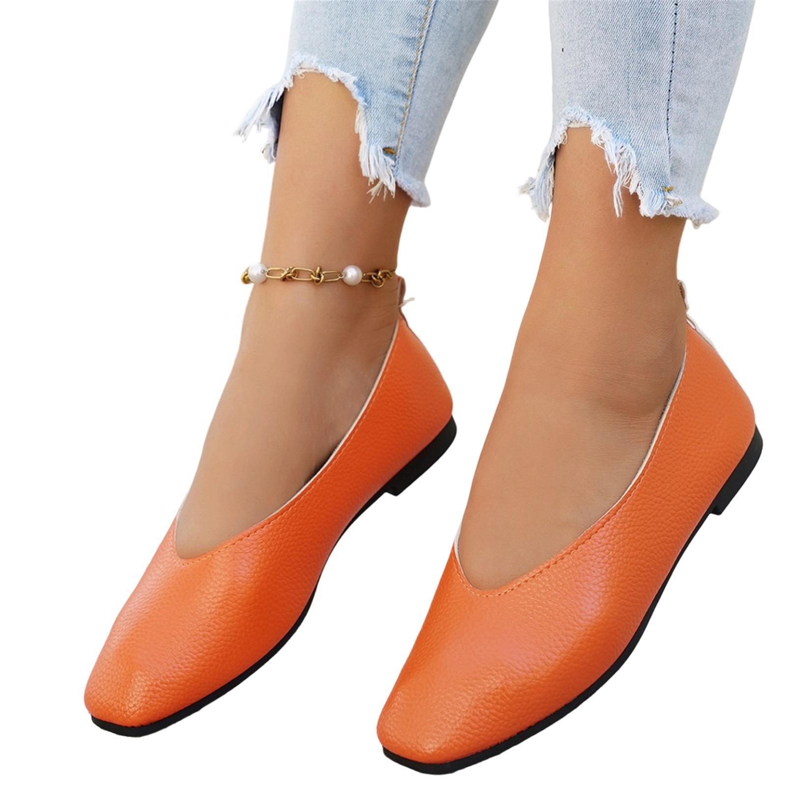 

Women s Fashionable Plus-Size Square-Toe - Casual Shoes 42 помаранчевий