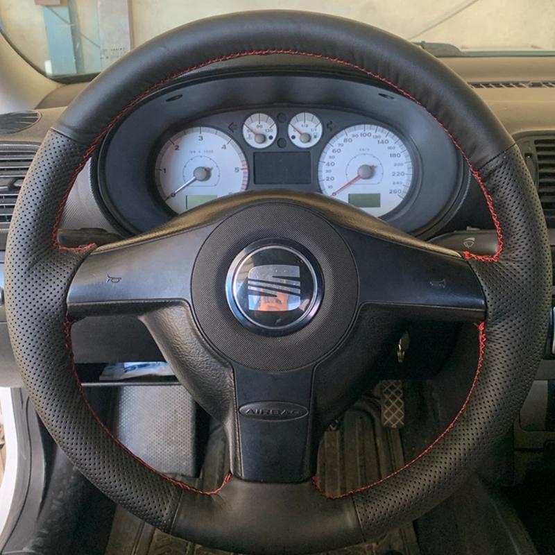 Pokrowiec na kierownicę samochodową do Volkswagen VW Golf 4 MK4 Passat B5 Seat Leon Polo 1996-2004 Skóra z mikrofibry Akcesoria samochodowe