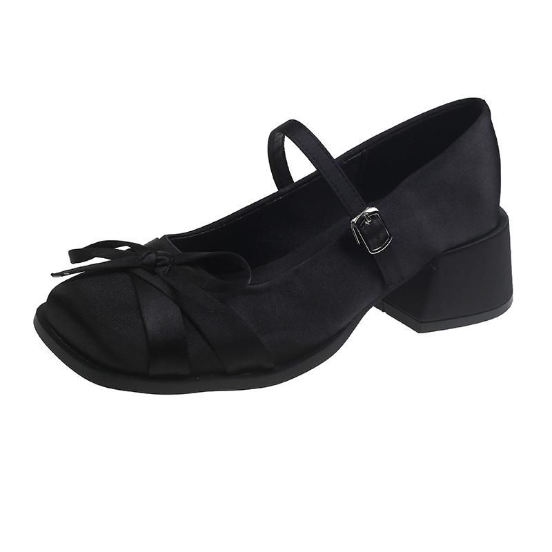 

Красивые французские туфли Мэри Джейн женские 2025 весна новые односложные пряжки темперамент высокие каблуки вечерний ветер толстый каблук одинарные туфли 40