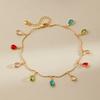 Women Multicolor Teardrop Zircon Gold Plated Exotic Anklet Foot Jewelry