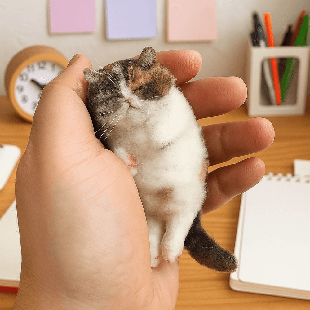 Handmade Cat Wool Needle Felting Kit Beginner Friendly Handmade DIY Material Bag  Beginner Craft