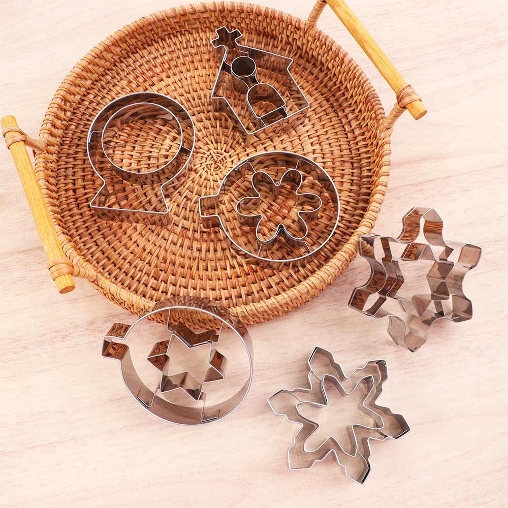 6Pcs Stainless Steel Kitchen DIY Christmas Decor Baking Tools Biscuit Mold Cookie Cutters Set