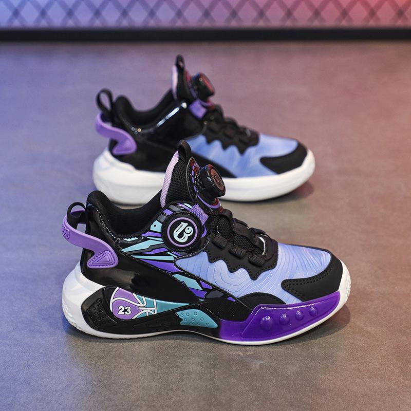 Boys Shoes Autumn and Winter 2025 New Children's Velvet Sports Basketball Shoes Medium and Older Boys Non-slip Warm Two Cotton Shoes