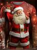 Merry Christmas Pattern Santa Claus 3D Print T-Shirt Men Women Long Sleeve O-Neck T Shirts Oversized Harajuku Top Kid Clothing