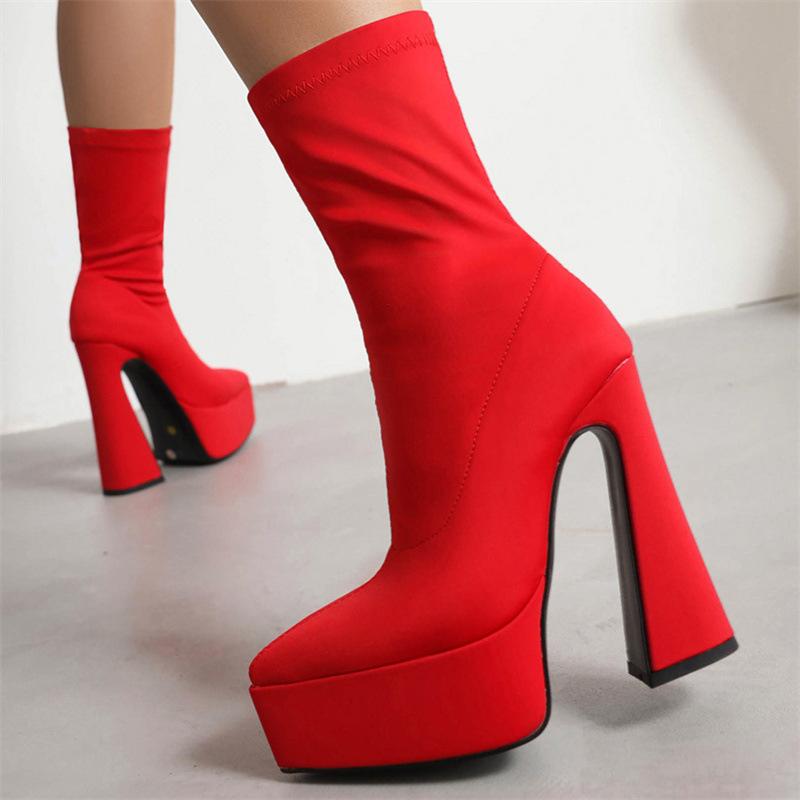 Dropshopping winter new thick-soled pointed-toed thick-soled large-size suede low-tube women's boots