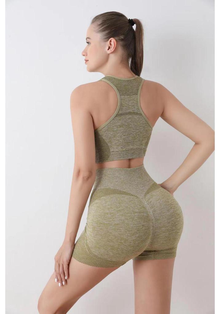 Naadloze Hoge Taille Yoga Set: Billenliften Sportbeha & Shorts