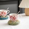 French Padded Teacup Pad Embroidery Desktop Thermal Insulation Pad Fabric Coffee Cup Anti-scalding Pad Photography Food Photo Props
