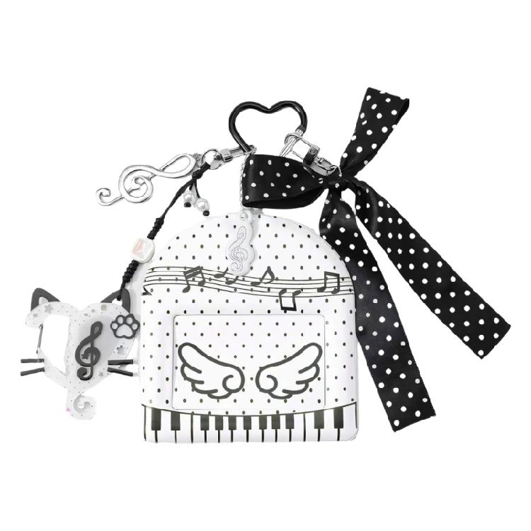 Trendy Musical Note Keyring Key Holder Featuring Piano Keys And Delicate Bowknot Perfect For Music Enthusiasts
