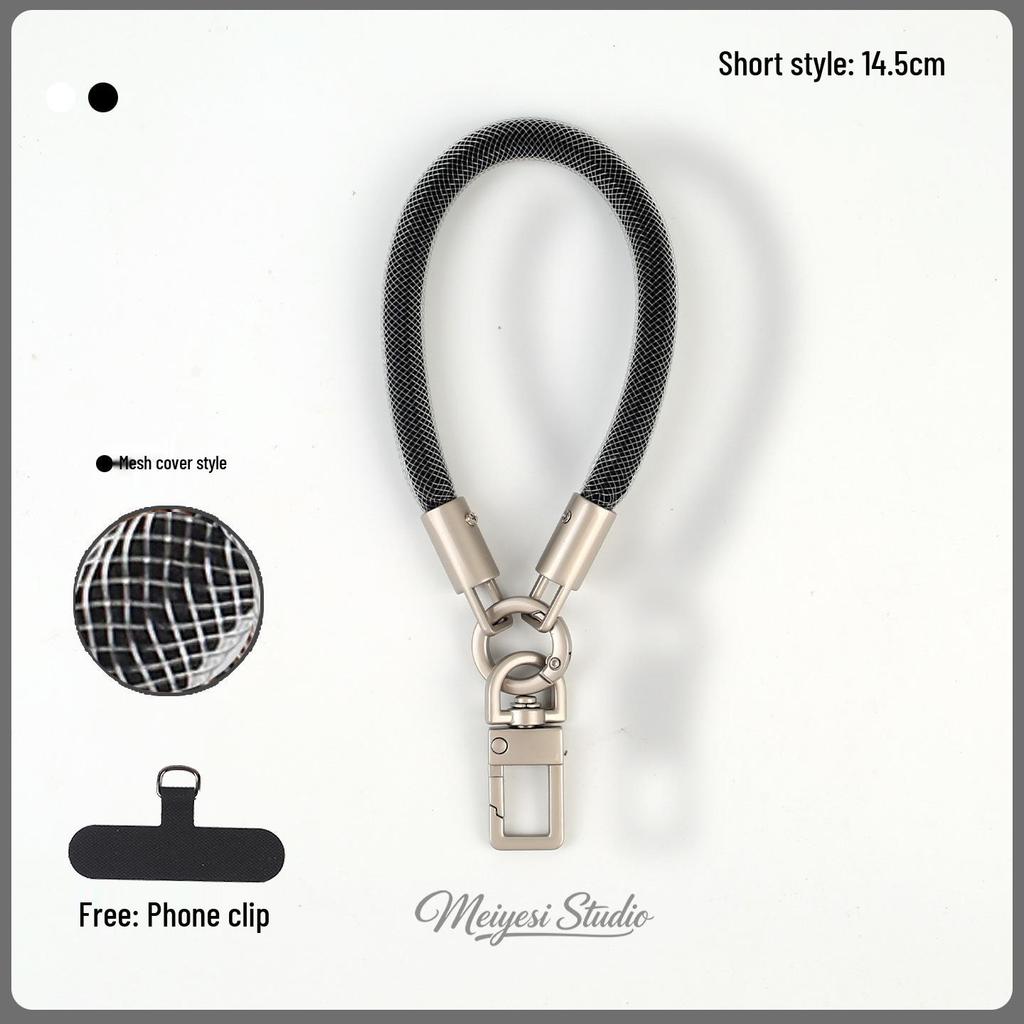 Detachable Anti-Lost Phone Lanyard: Short 7mm Mesh Sleeve Wrist Strap for Outdoor Use