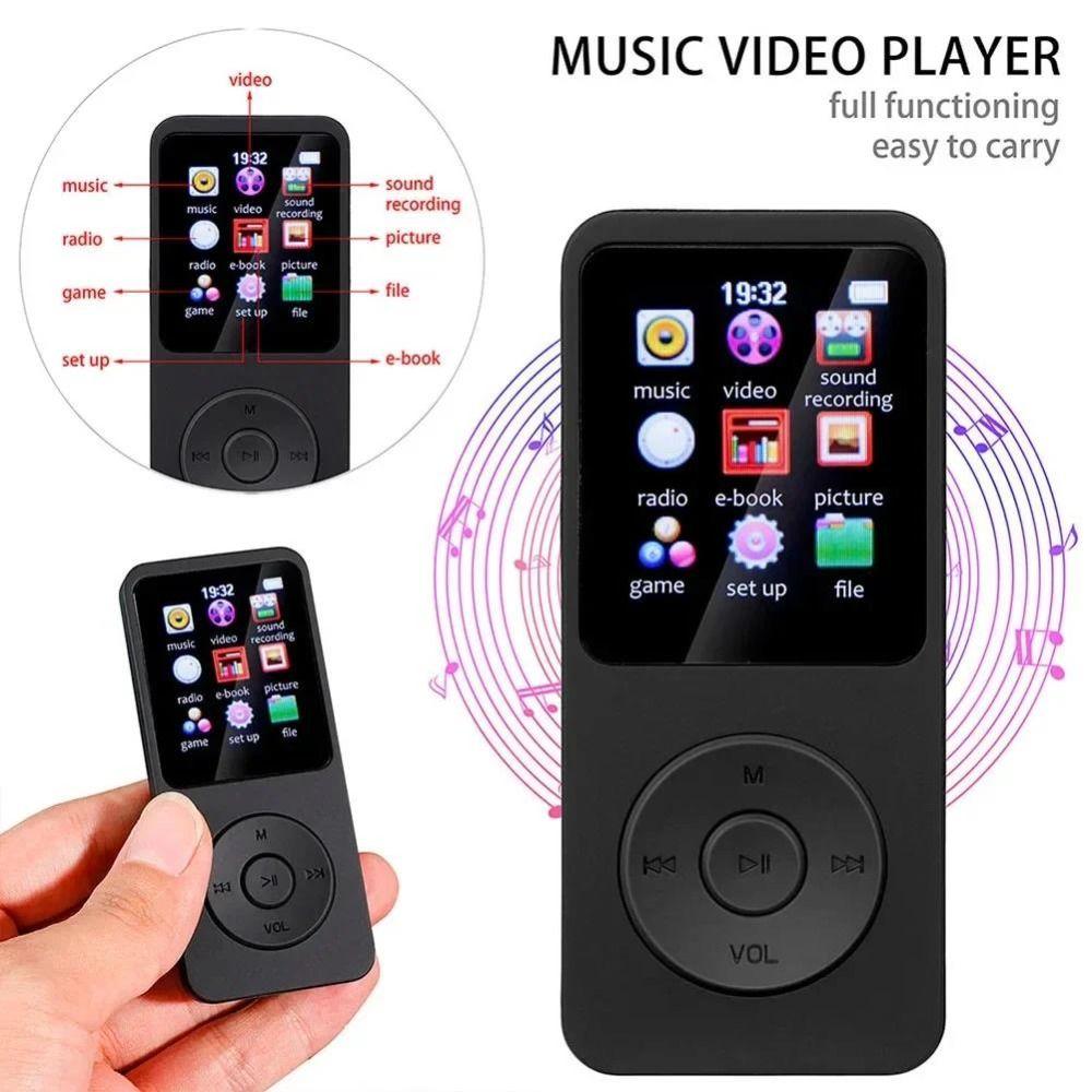 Bluetooth 5.0 Mini MP4 Player 1.8 Inch Screen Student Walkman MP3 Player  Outdoor Sports