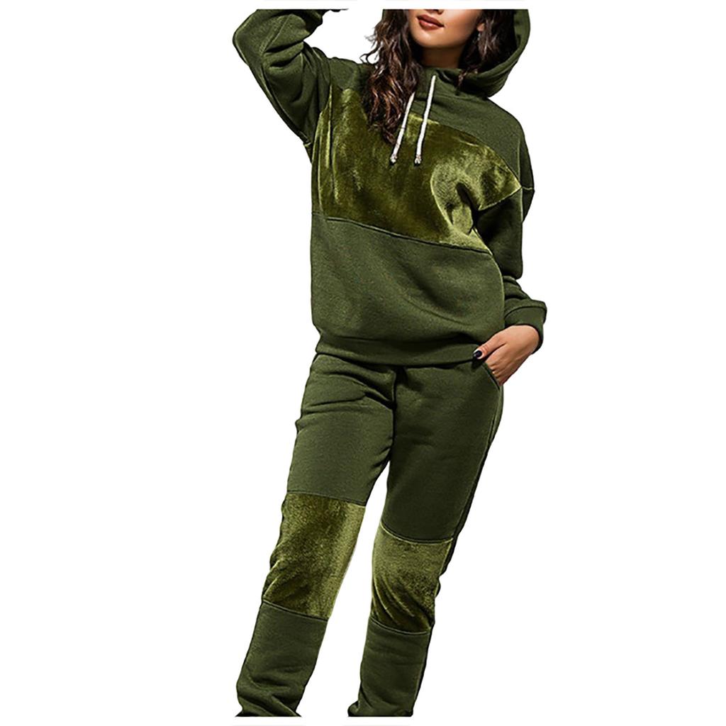 Women's /Winter Colour Sweatshirt Hooded Fashion Long Sleeve Two Piece Set