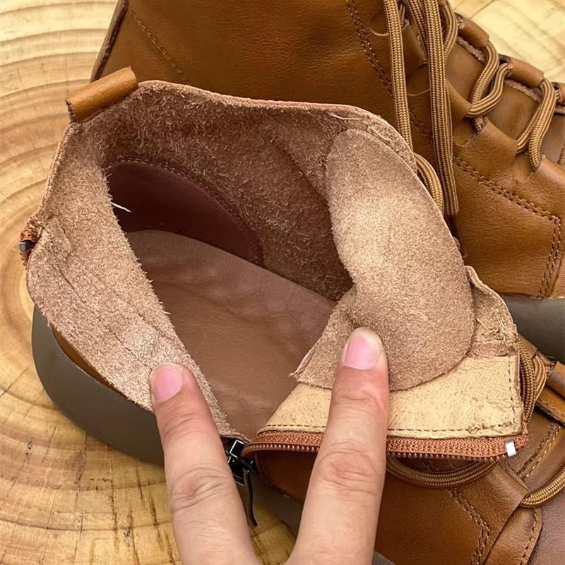 GKTINOO Retro Genuine Leather Shoes Short Boots 2025 Autumn Winter New Flat Casual Lace Up Handmade Soft Sole Women's Boots