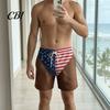 Patriottische Shorts Grappige Mannen Shorts, Amerikaanse Sterren en Strepen Zwembroek, Snel Droog Trekkoord Taille Board voor Zomer Strand