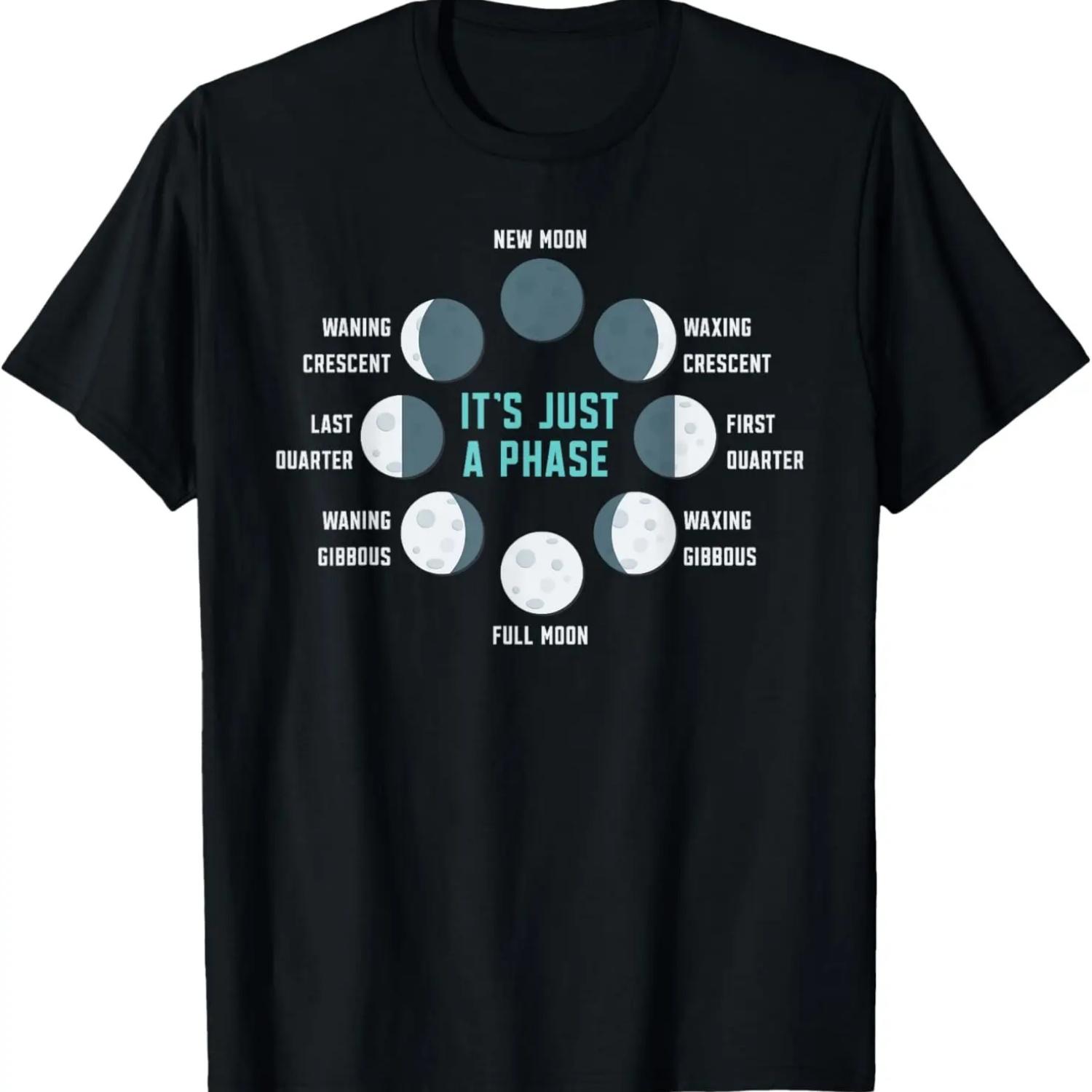 It s Just A Phase Lunar Eclipse Astronomy Moon Phase T-Shirt S чёрный