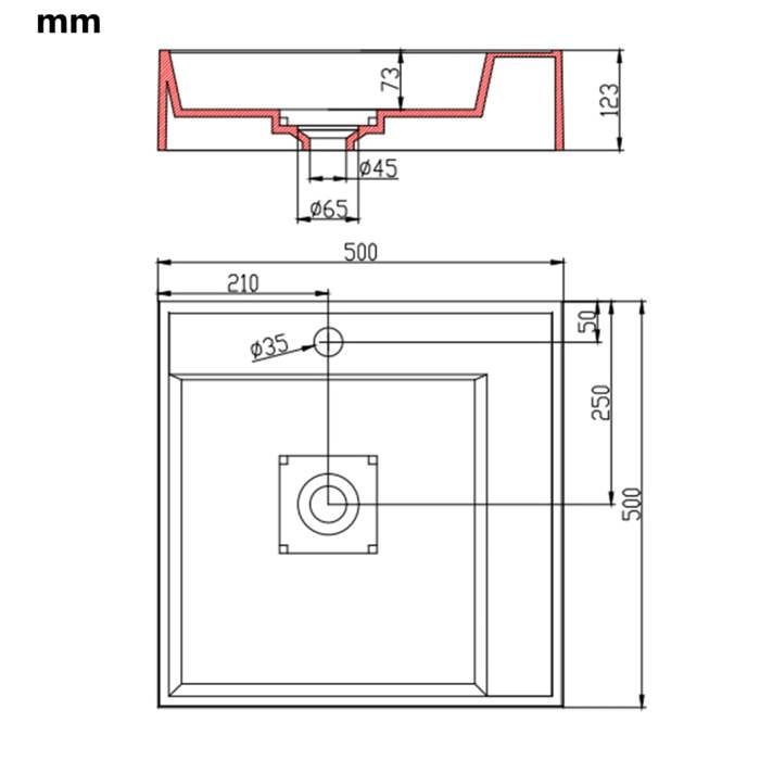 Lavabo - vidaXL - 50x50 cm - Fonte minérale - Blanc - Design tendance et facile à nettoyer