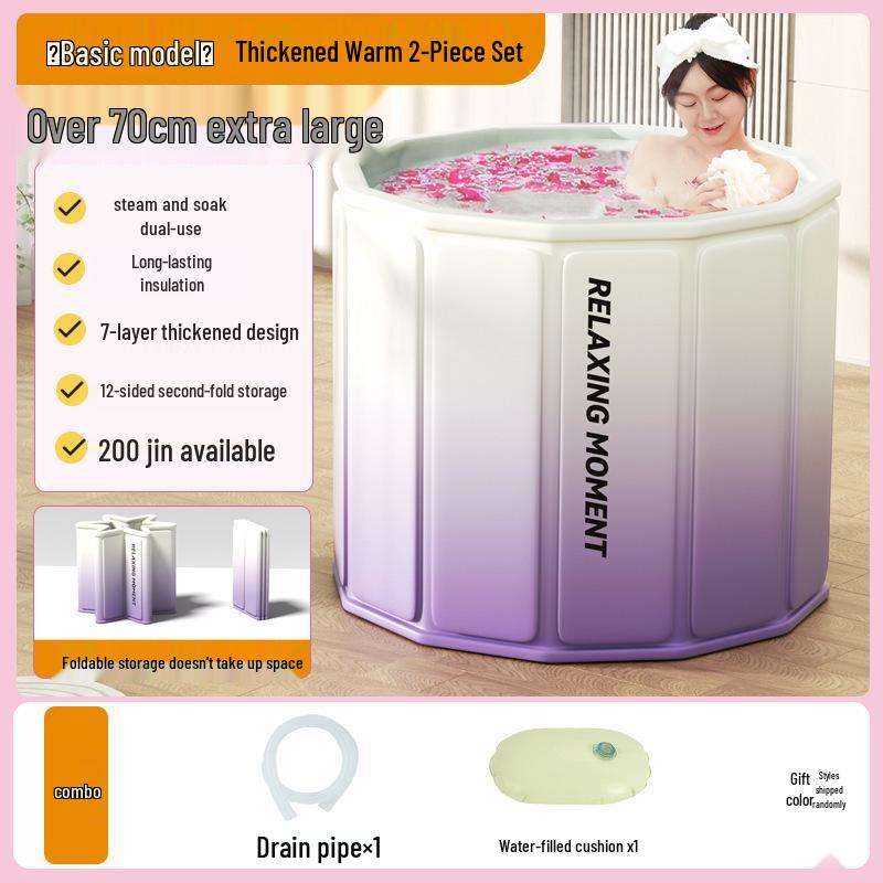 Foldable Cartoon Duck Portable Bathtub for Adults - Warm, Full-Body Soak for Autumn and Winter