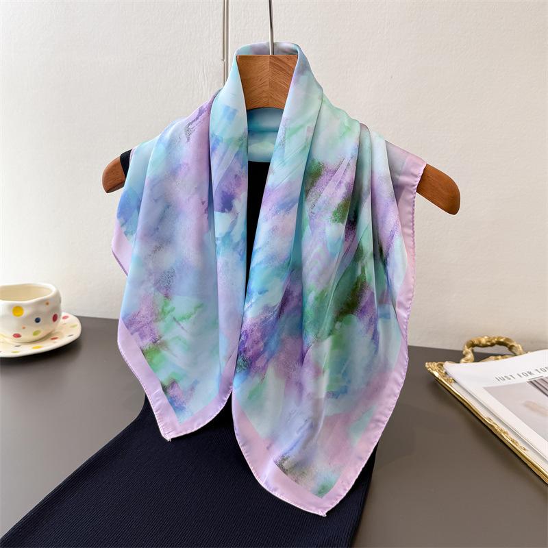 New ethnic- border printed imitation silk square scarf shawl neckerchief high-end neck-tie small square scarf silk