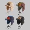 Embroidery Fleece Lined Hat Windproof Earmuff Trapper Hat for Adult Cold Weather