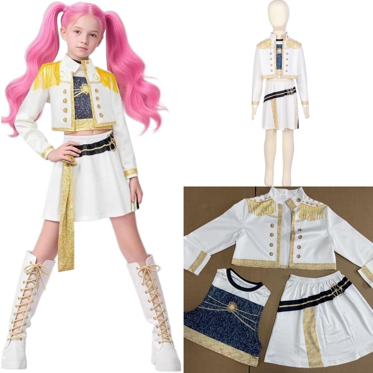 

Аниме Костюм для косплея Охотника на демонов Группа девушек Руми Мира Зои K-pop певица Выступление Кос Наряды Сценическое шоу Хэллоуин Вечеринка 100cm белый