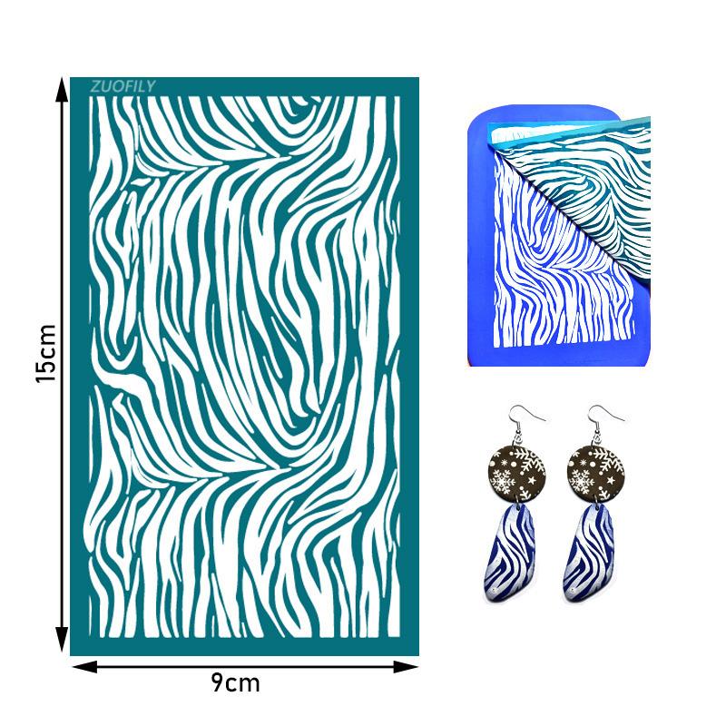 Washable Silk Screen Stencils Soft Pottery Polymer Clay Geometric Animals Plants Craft Embossing Tool DIY Earring Jewelry Mold