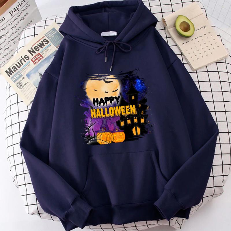 (High Quality Hoodies)Fashion Autumn And Winter Happy Halloween Print Hoodie Sweater Unisex And Women Pullover Casual Top