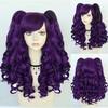 Parrucca Cosplay sintetica lunga colorata riccia per ragazze Lolita Cosplay con doppia coda di cavallo e 1 cuffia per parrucca