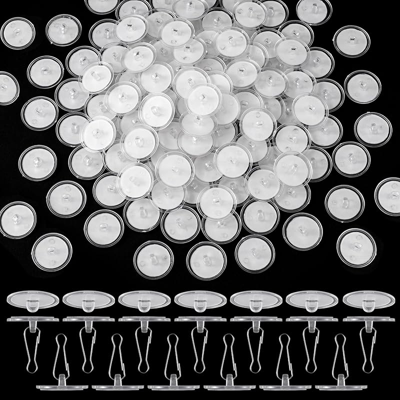 100 Pack Self-Adhesive Removable Ceiling Hooks, Sticky Hooks for Hanging, Sticky Transparent Wall Discs with Metal Hooks, No Damage Hanging Hooks for Clear - 100 Pack