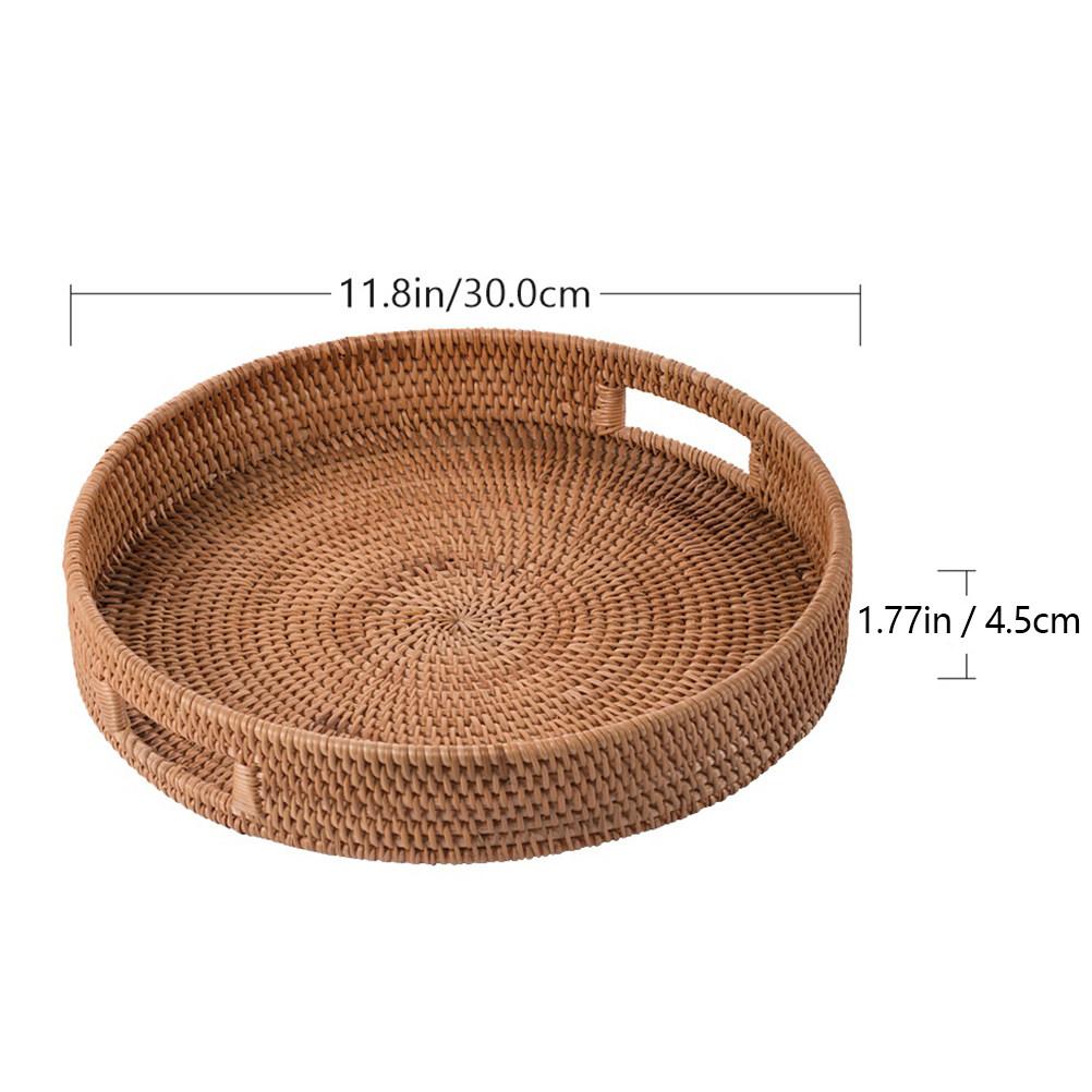 

1pc Rattan Storage Basket Hand-Woven Vintage Tray Eco- Plate Multipurpose Home Decor Organizer Vietnam коричневий