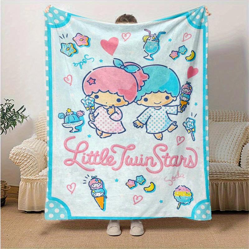 

1pc Sanrio Little Twin Stars Home Decor Flannel Blanket: Perfect Gift for Bedroom, Living Room, Travel, Camping, Car, Beach, Office Nap, Ideal Sofa Th 130x150cm