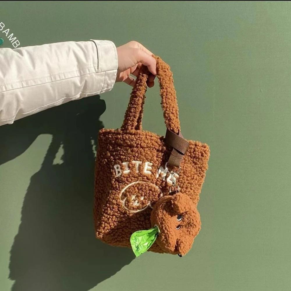 1PC Pet Bag Cute Plush Outdoor Portable Waste Dispenser Carrier Dog Clean  Holder Storage Box Accessories