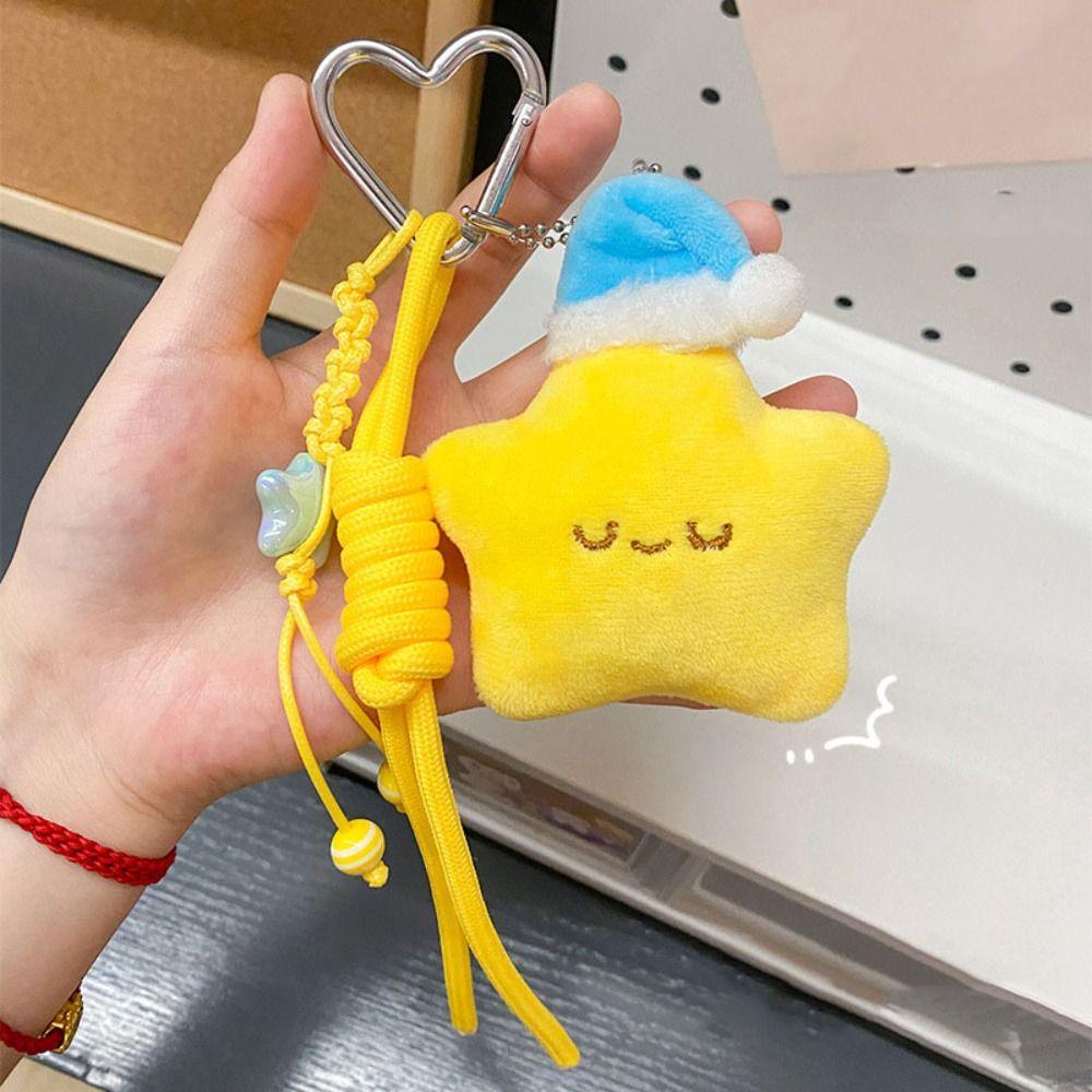 Cartoon Star Doll Pendant Heart Keychain Chirping Star Pendant Plush Star Keychain Kids