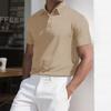 European and American Summer Men's Fashion Lapel Casual Loose Solid Color Short Sleeves