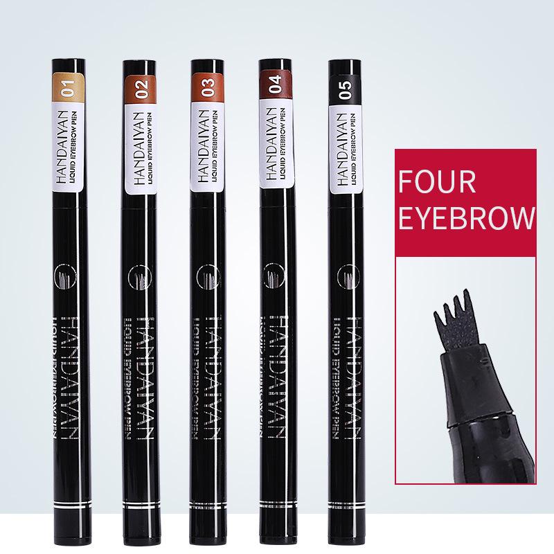 Creion de sprâncene lichid pentru tatuaj, lichid, rezistent la apă, natural, 5 culori, cu 4 furculițe