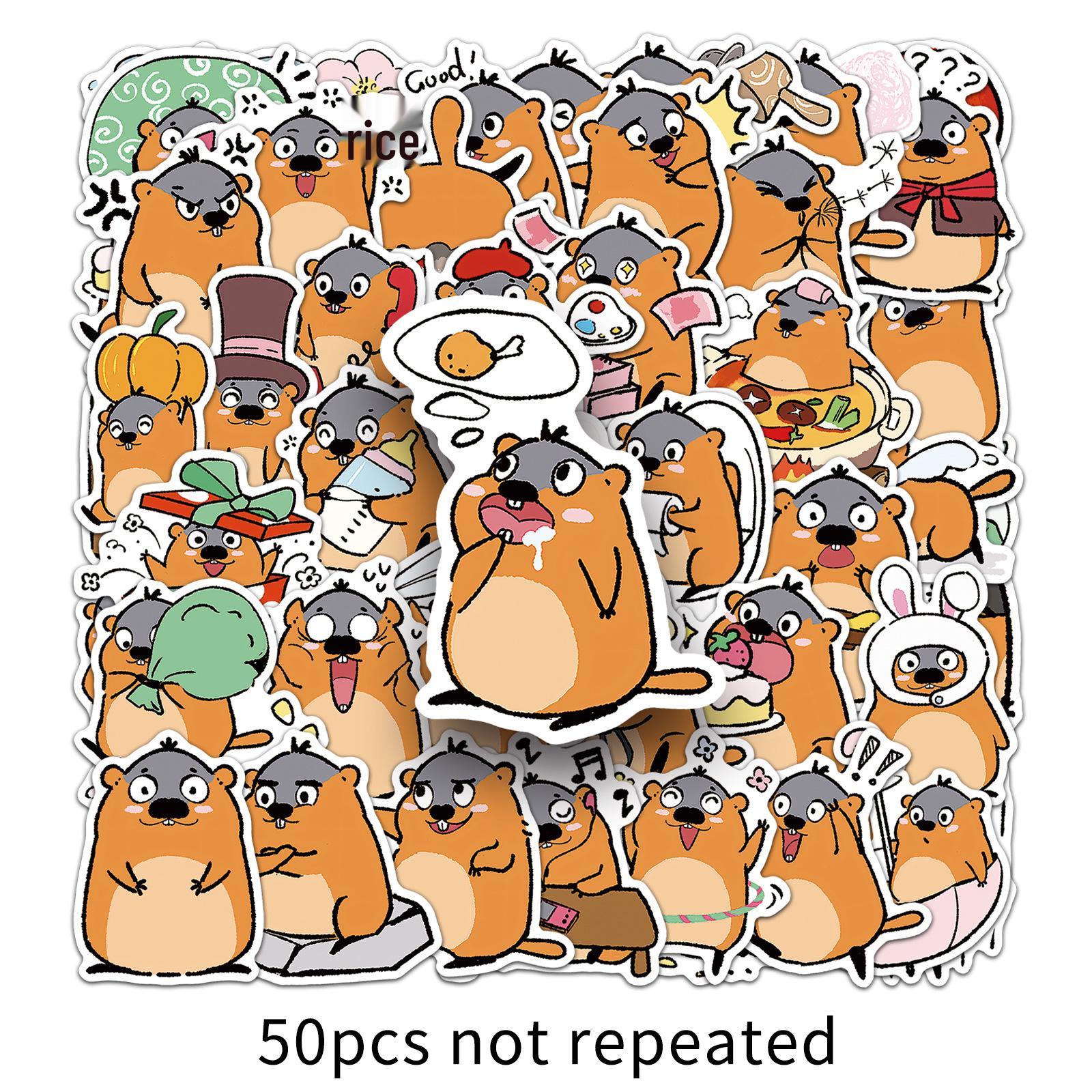 50 Cute Marmot Stickers for Water Bottles, Thermos Cups, Helmets
