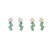 925 Sterling Silver Trendy Minimalist Geometric Green Zircon Design Stud Earrings For Women Vacation Daily Fine Jewelry