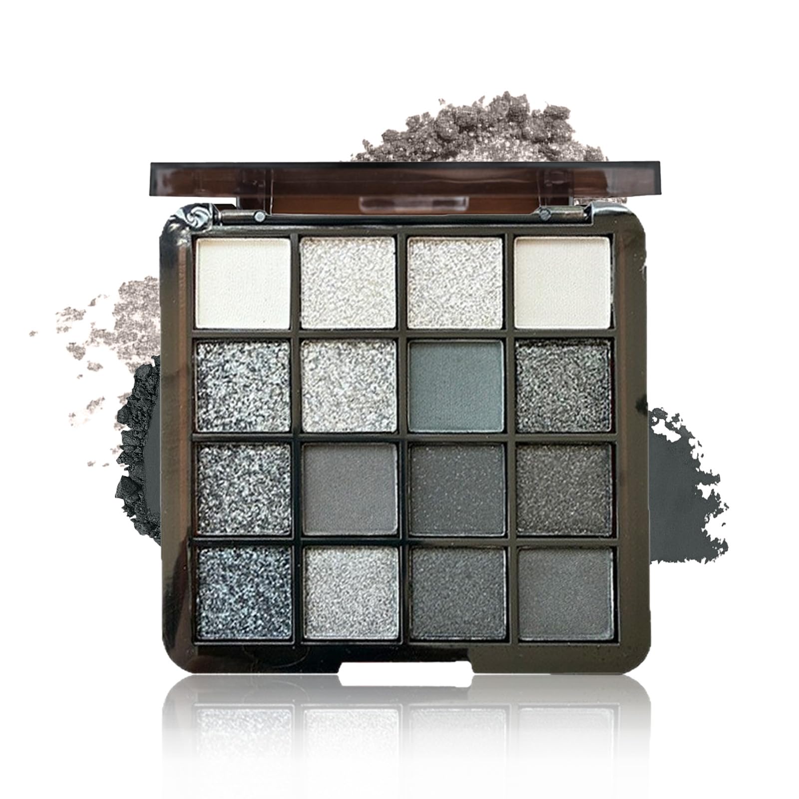 

NovoUnow 16-Color Eyeshadow Palette - Gray Dark Tones, Liqueur Gloss, Glitter, Shimmer, Matte, High Pigmentation, Perfect for AutumnWinter - 01#Gray