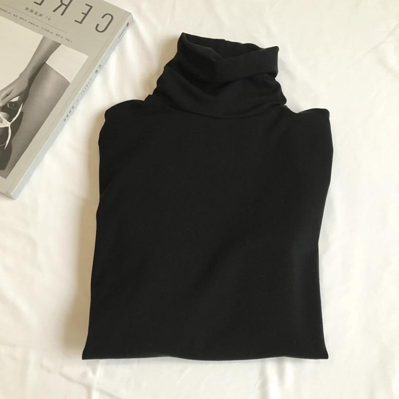 Women's Long Sleeved T-shirt with High Collar Velvet Base