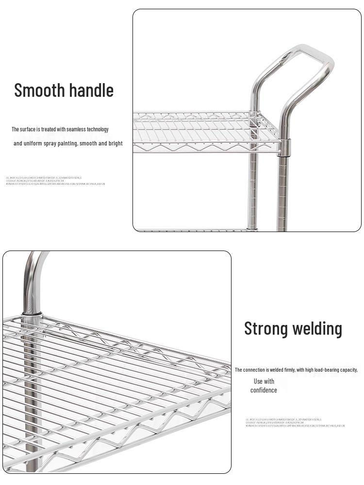 Stainless Steel Adjustable Three-Layer Flatbed Cart for Goods