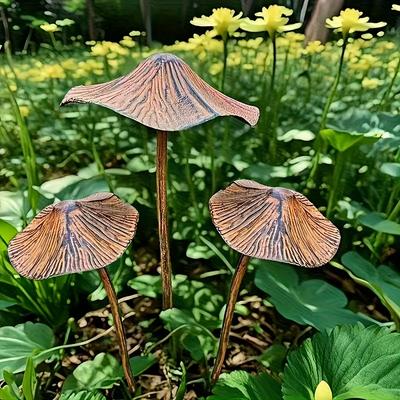 3-teiliges Retro-Gartendekorationsset aus Metall in Form von rostigen Pilzen, rostige Pilzplaketten für den Außenbereich, Gartenfiguren, Skulpturen, Bonsai-Zubehör