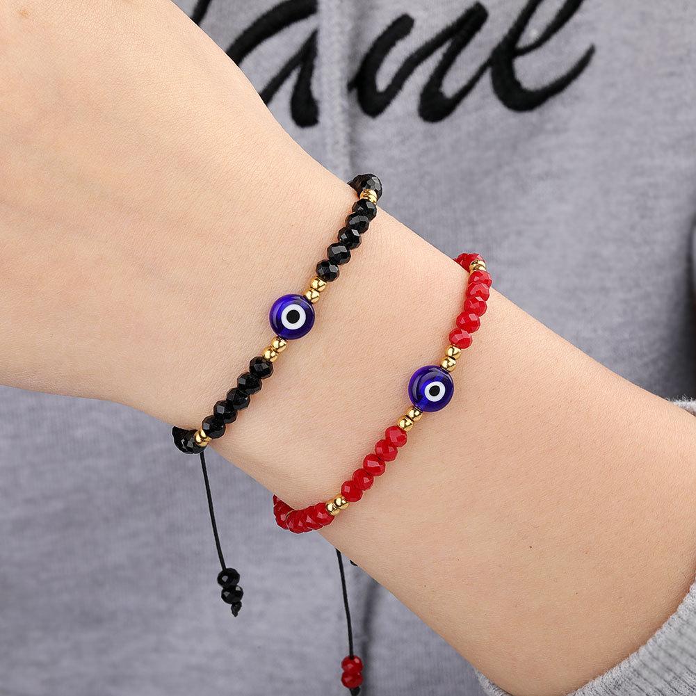 European and American Beaded Crystal Evil Eye Couple Bracelets