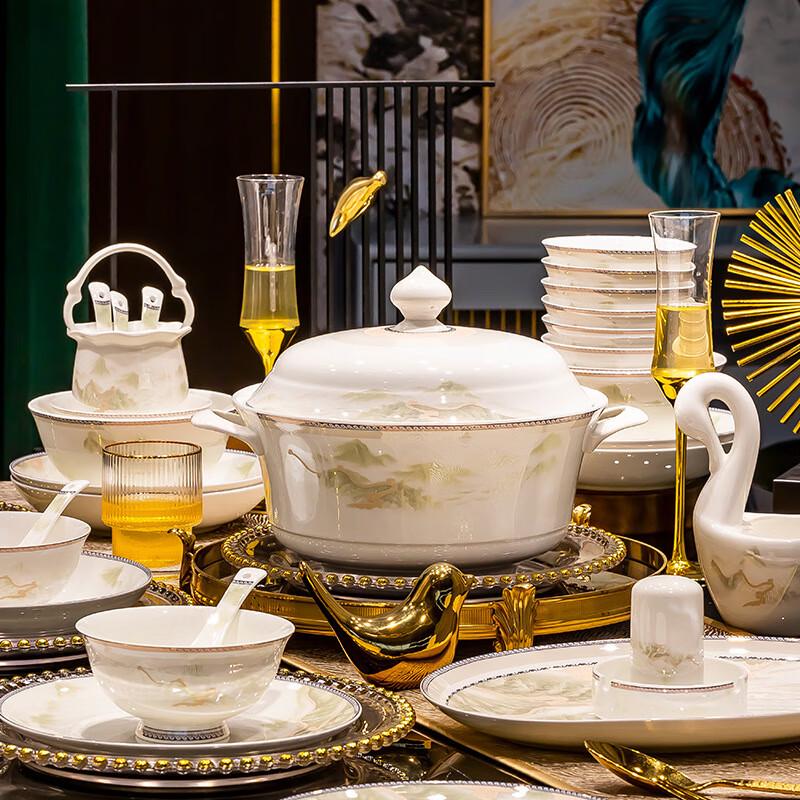 Qianzao Picturesque Landscape Ceramic Dinnerware Set