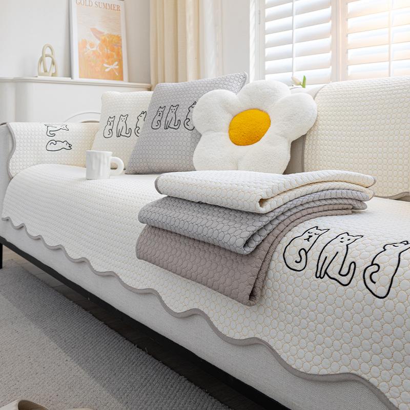 Cartoon Sofa Cushion, Universal In All Seasons, Pure Cotton Seat Cushion, Simple Cotton Non-Slip Sofa Towel, Cover Cloth Cushion