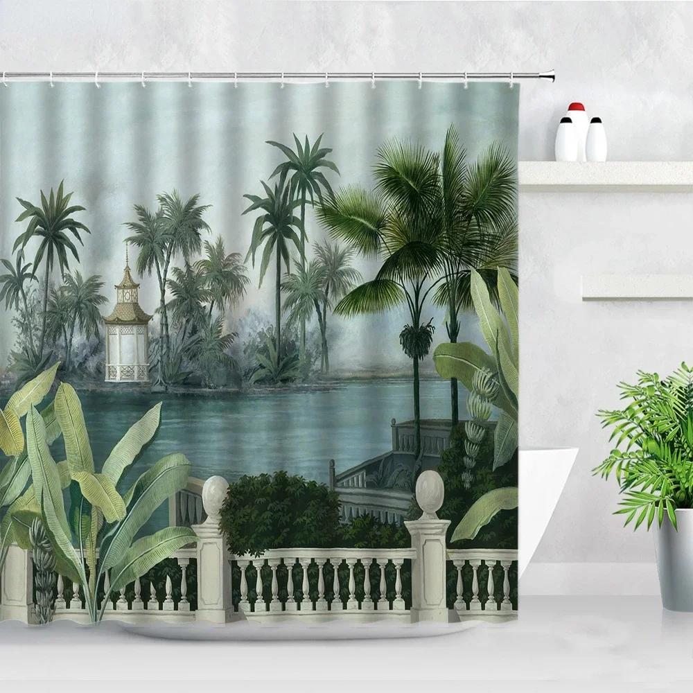 Tropical Paradise Shower Curtain, Exotic Plants & Animals, Waterproof for Bathroom Decor, Enhance Home with Nature's Beauty